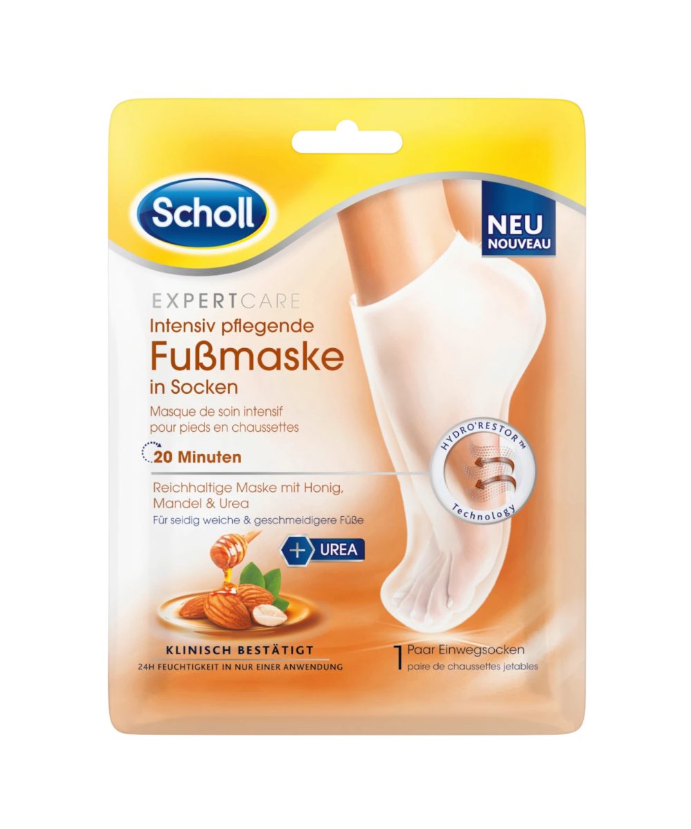 SCHOLL Chaussettes masque pour les pieds au miel, amande et urée (1 paire), 2 pcs
