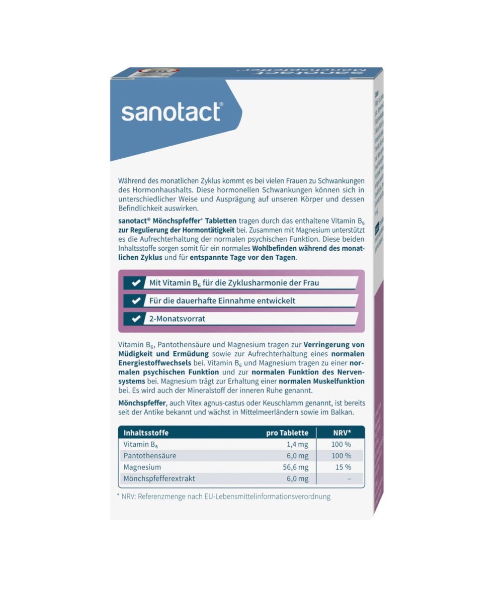 Sanotact Comprimés de poivre de moine 60 pièces, 43 g_2